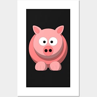 Happy Cute Pig Posters and Art